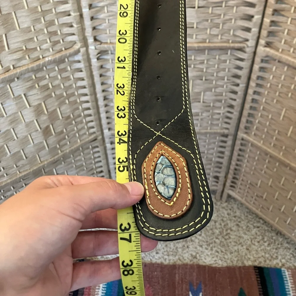 Vintage BluTang Leather & Reptile Skin Wide Belt
